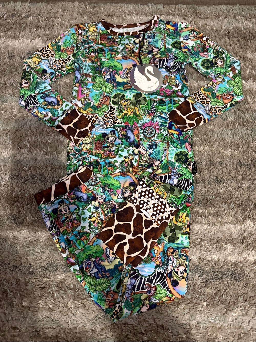 5/6 Sugar Swan Mickey Safari 2 Piece Bamboo Pajama *New with Tags*